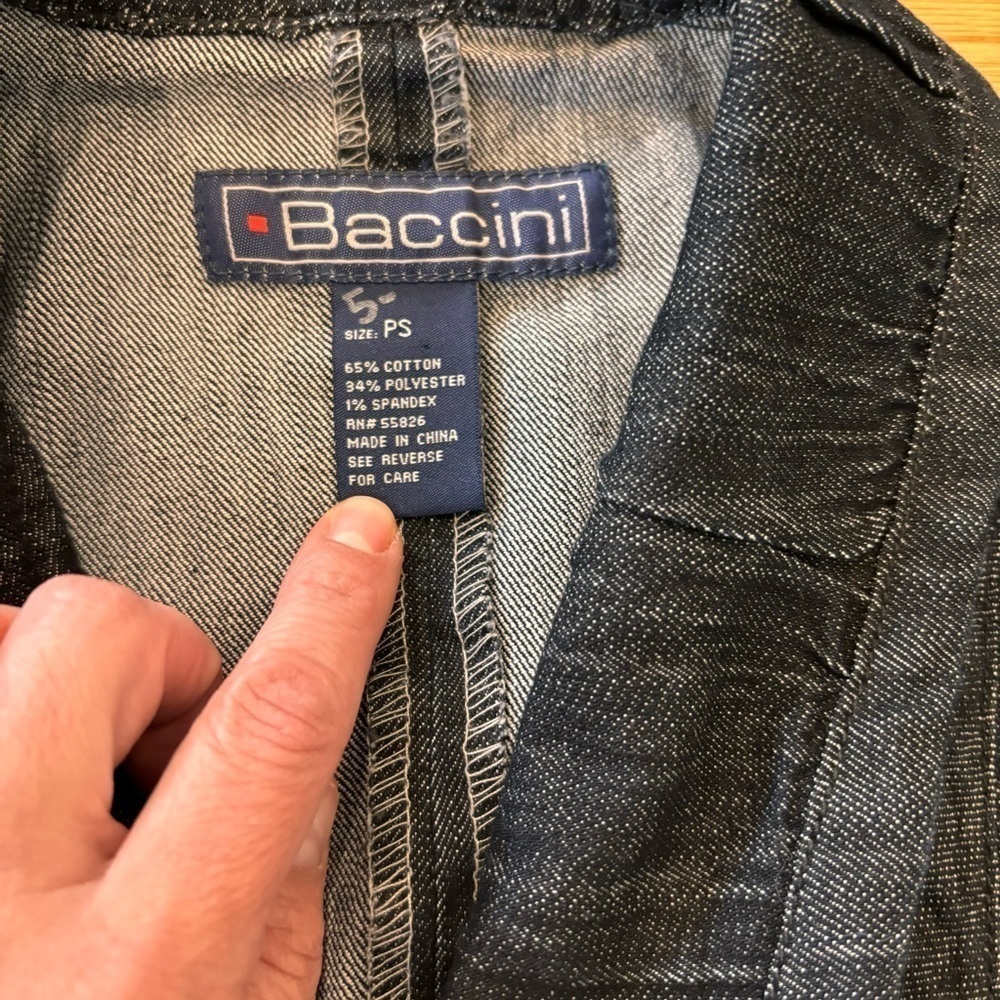 Baccini Fitted Denim Blazer - size PSโโ - Picture 4 of 6